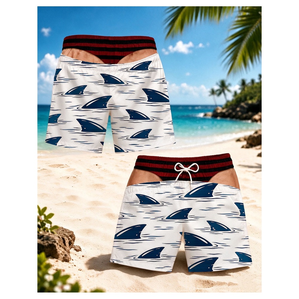 Men's Shark Fin Wave Print Swi - Swim Fins 评论和价格