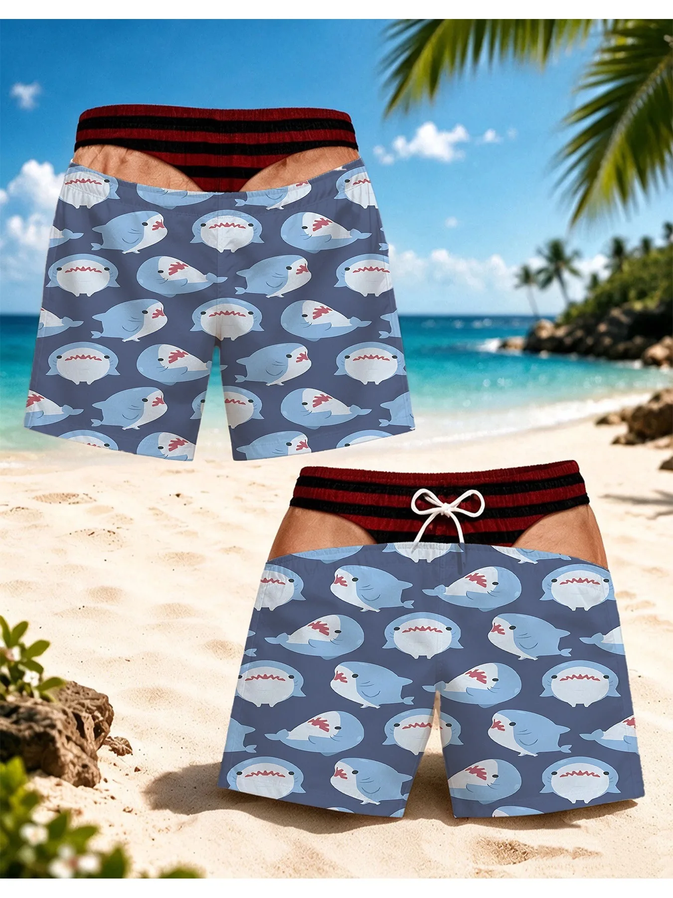 Men's Shark Fin Wave Print Swi - Swim Fins 评论和价格