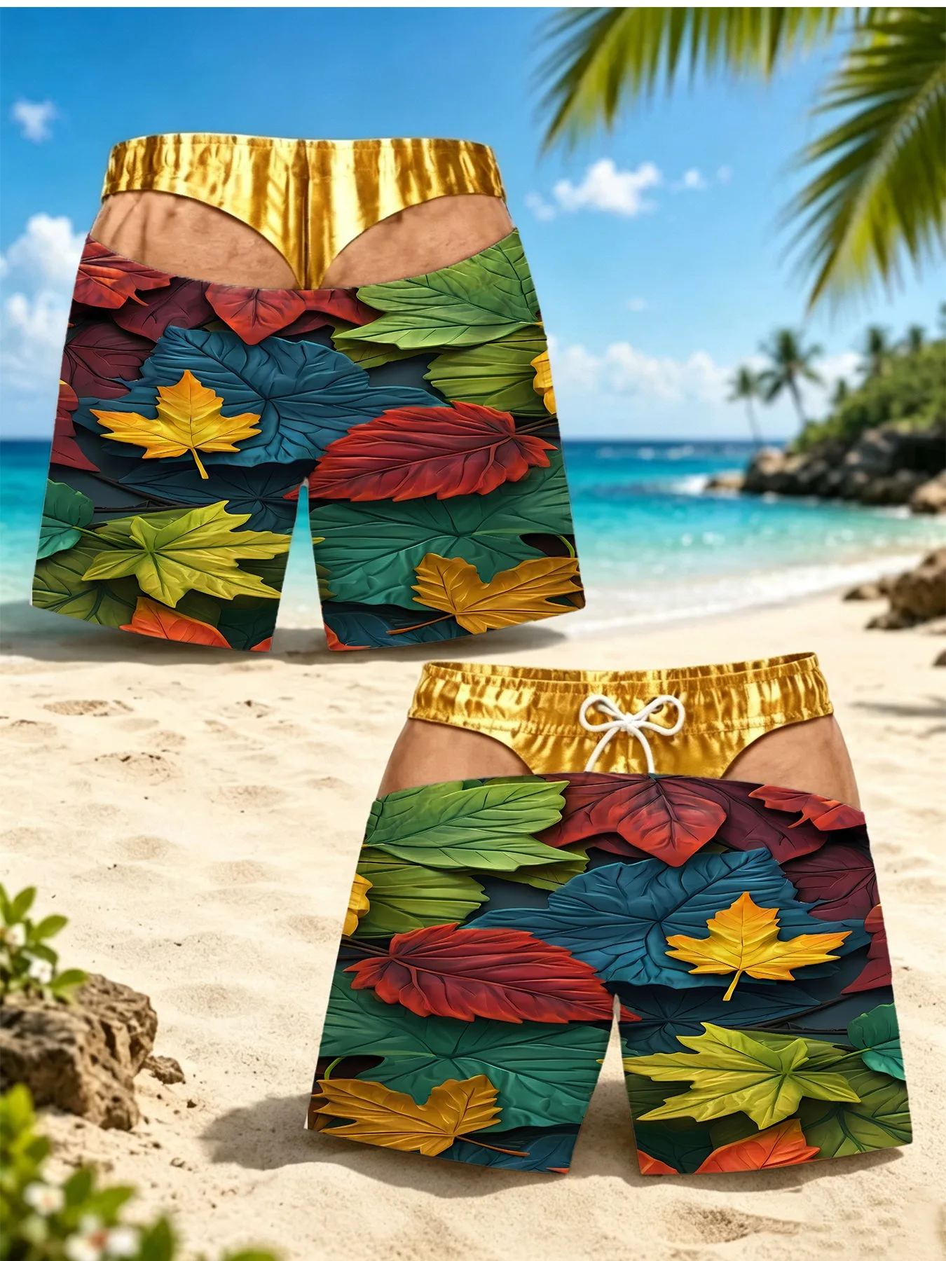 Men's Shark Fin Wave Print Swi - Swim Fins 评论和价格